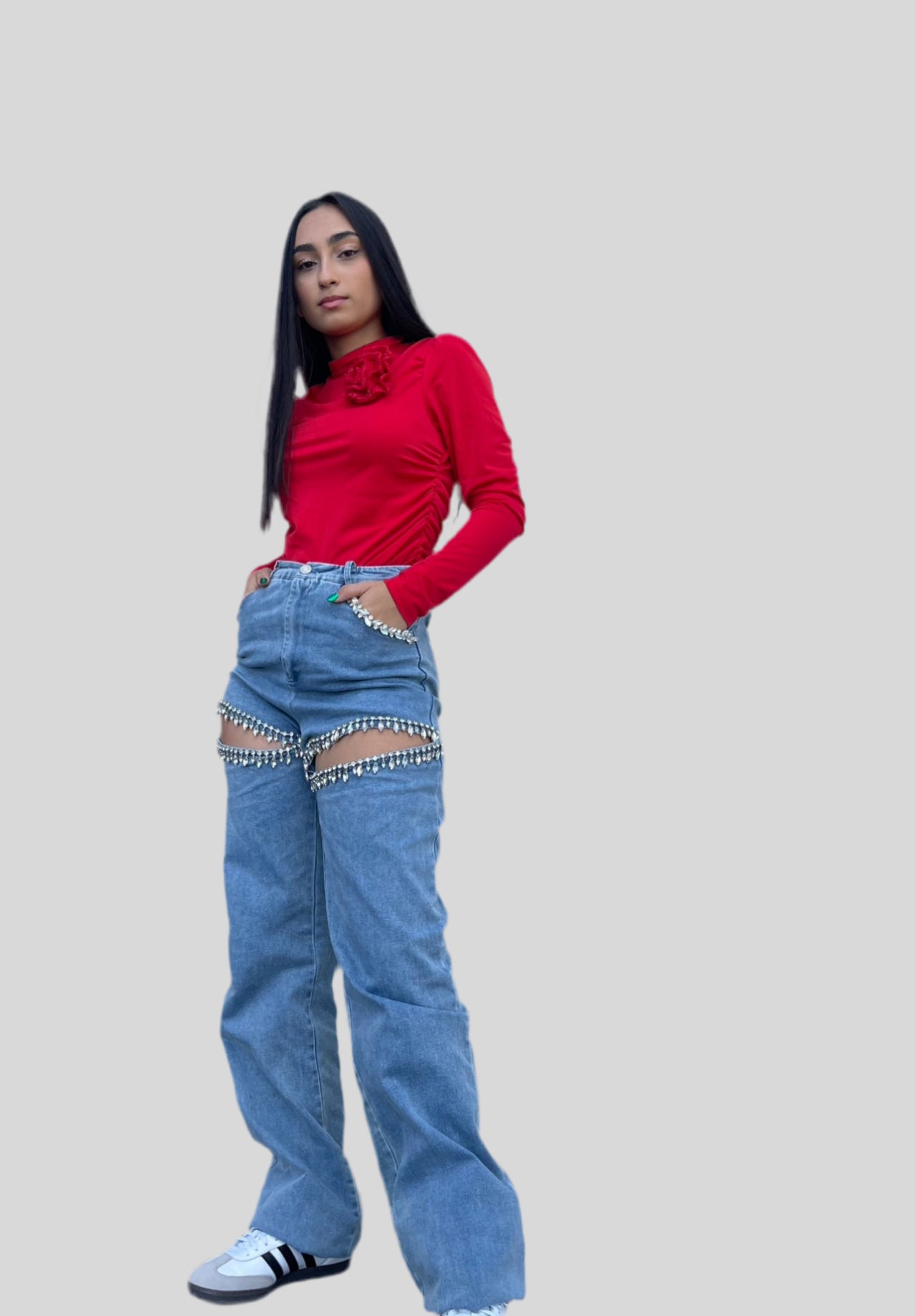 ★AAKAM★ Rhinestone Washed Denim Pants MUSINSA | AAKAM Rhinestone Washed Denim Pants (Black)