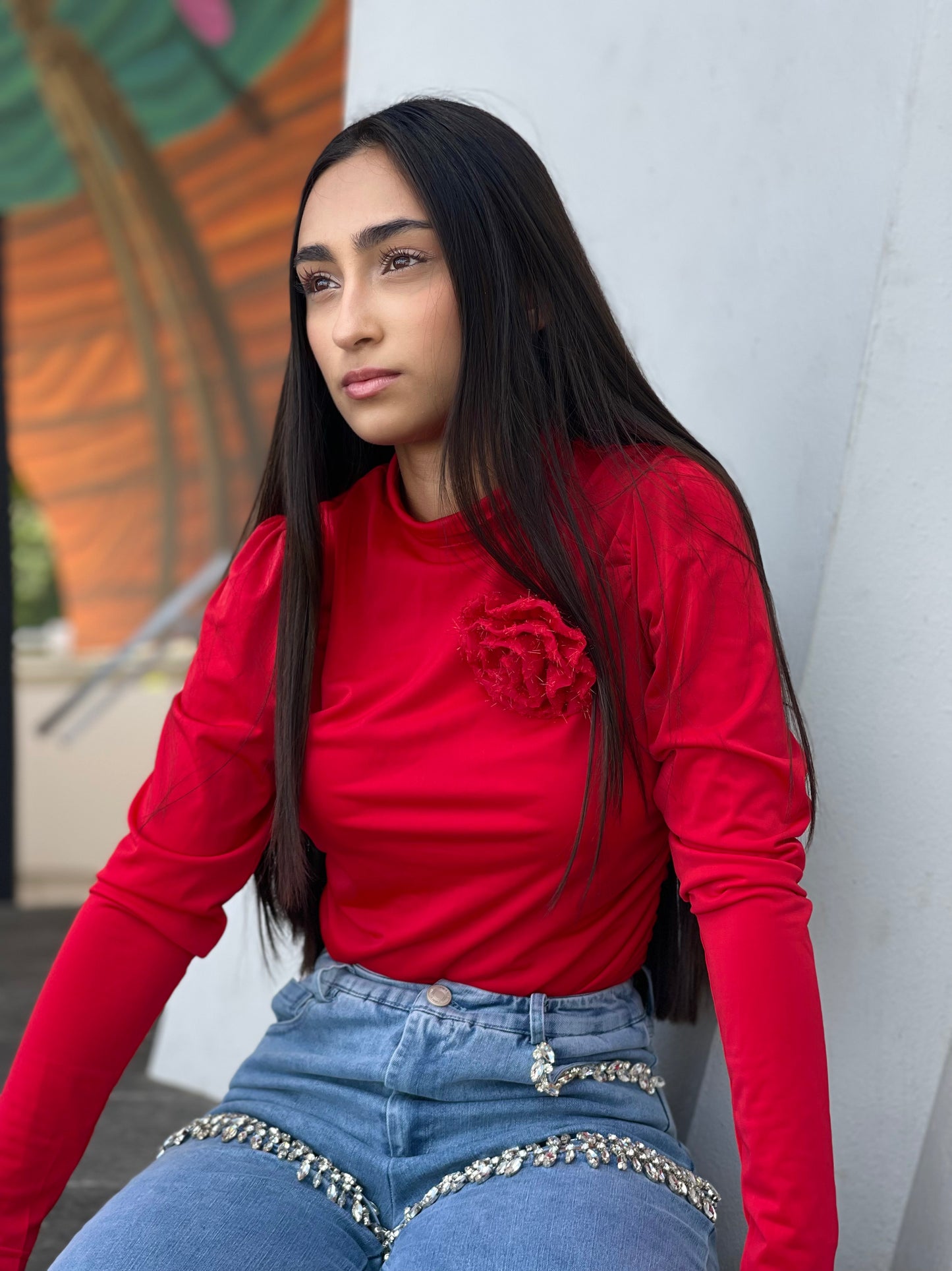 Shirt With Red Flowers
