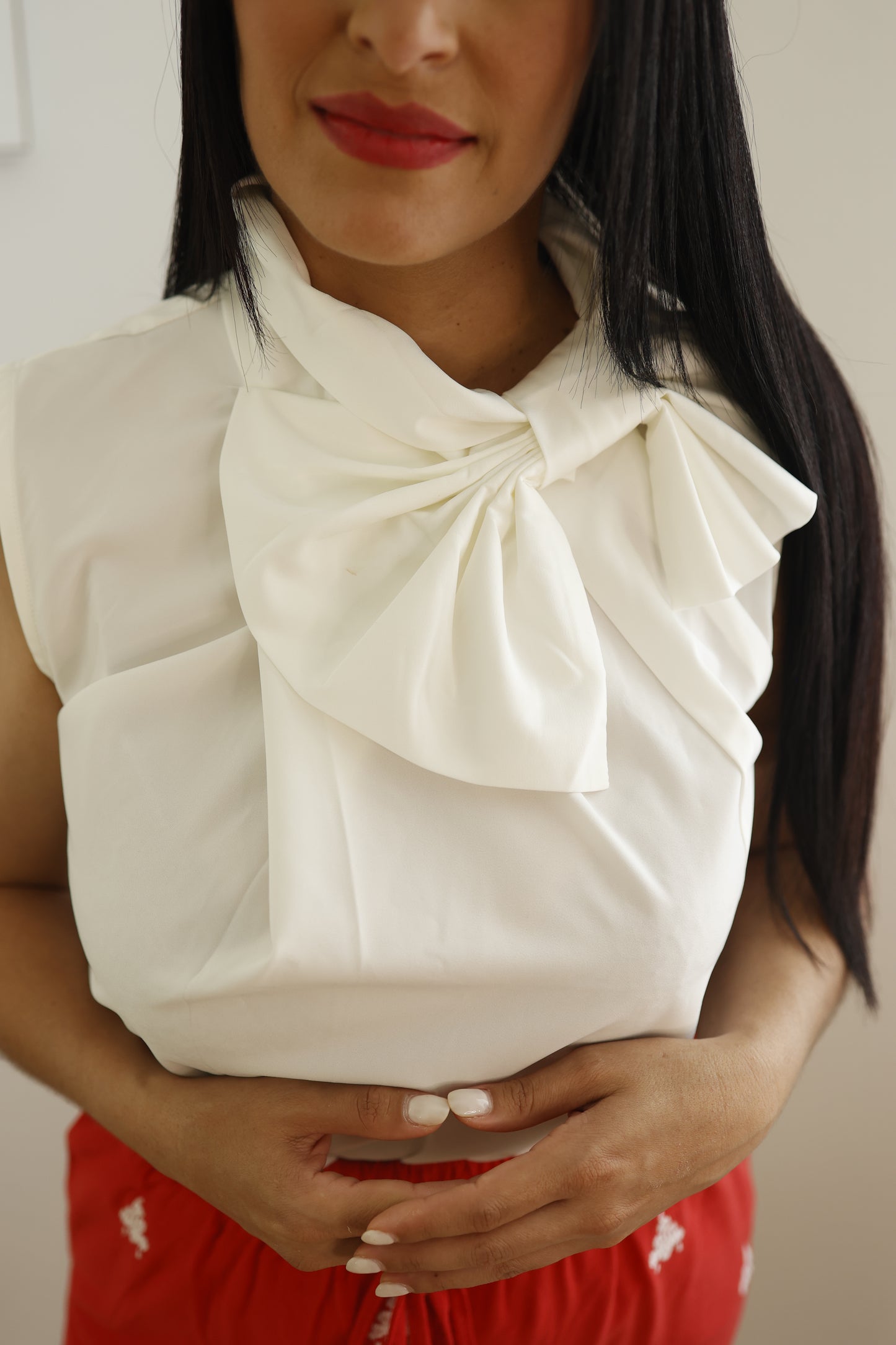 High Neck white Blouse