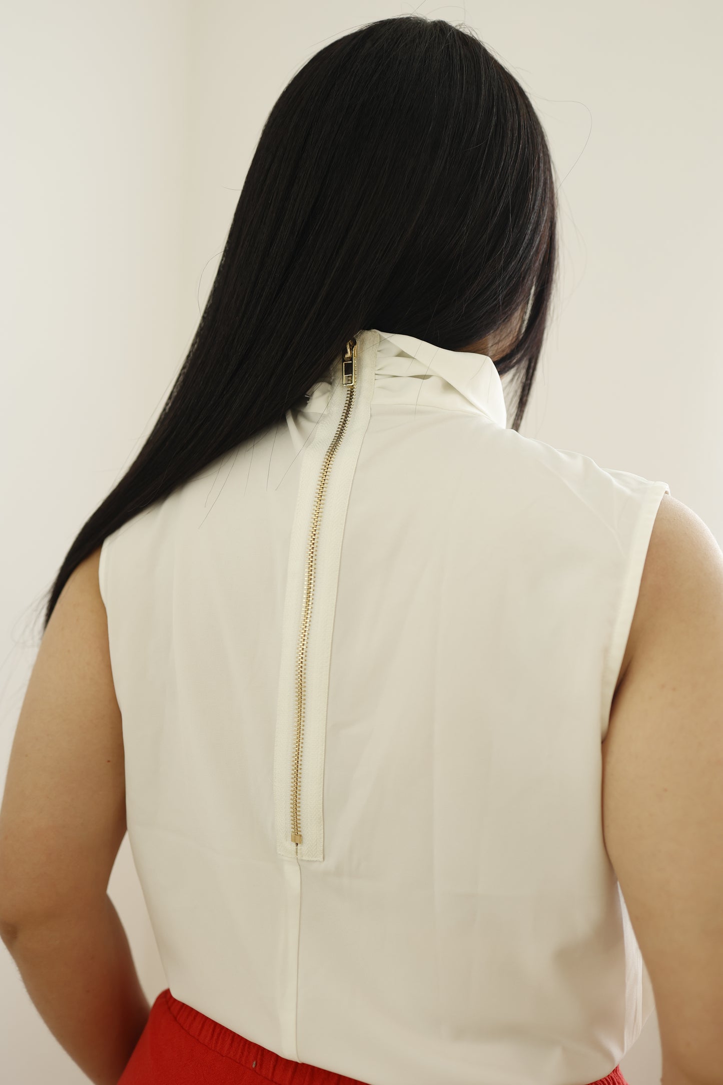 High Neck white Blouse