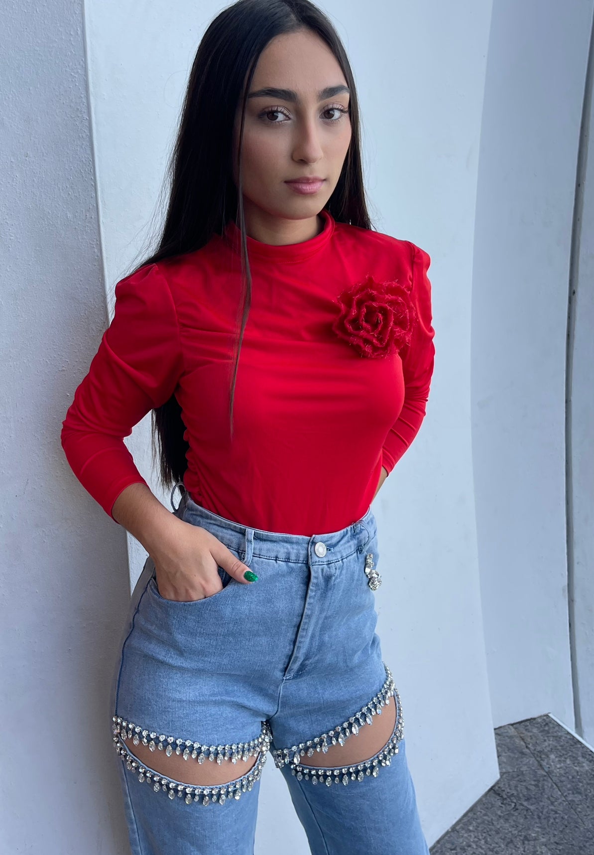 Shirt With Red Flowers