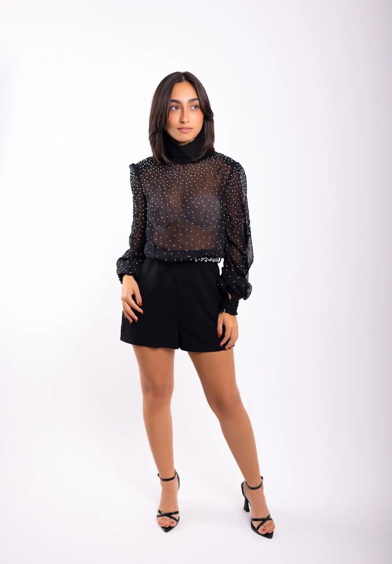Studded Chifon Romper.
