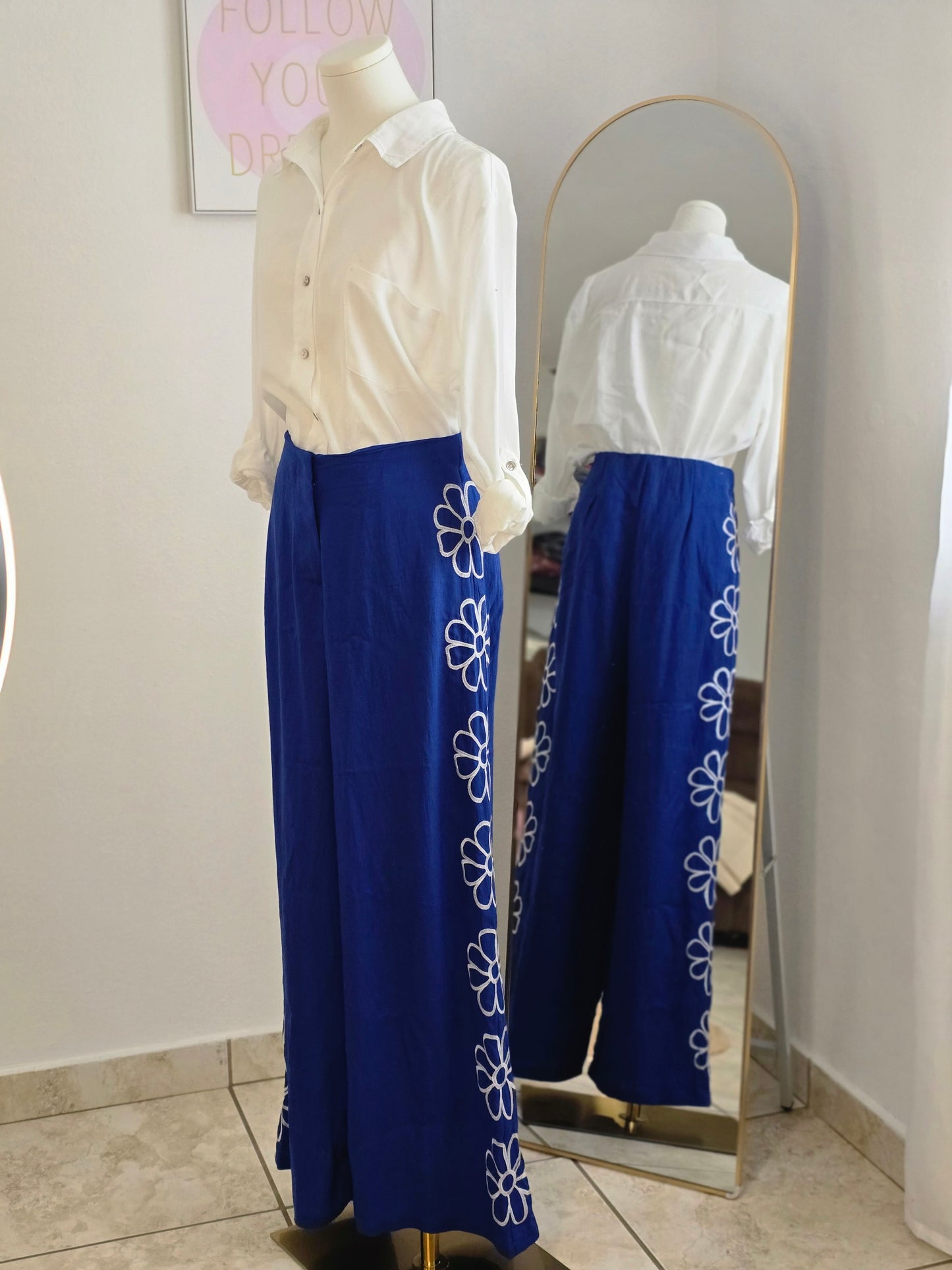 Embrodery Blue Pants