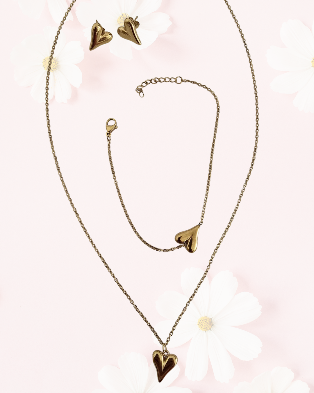 Set de corazón dorado
