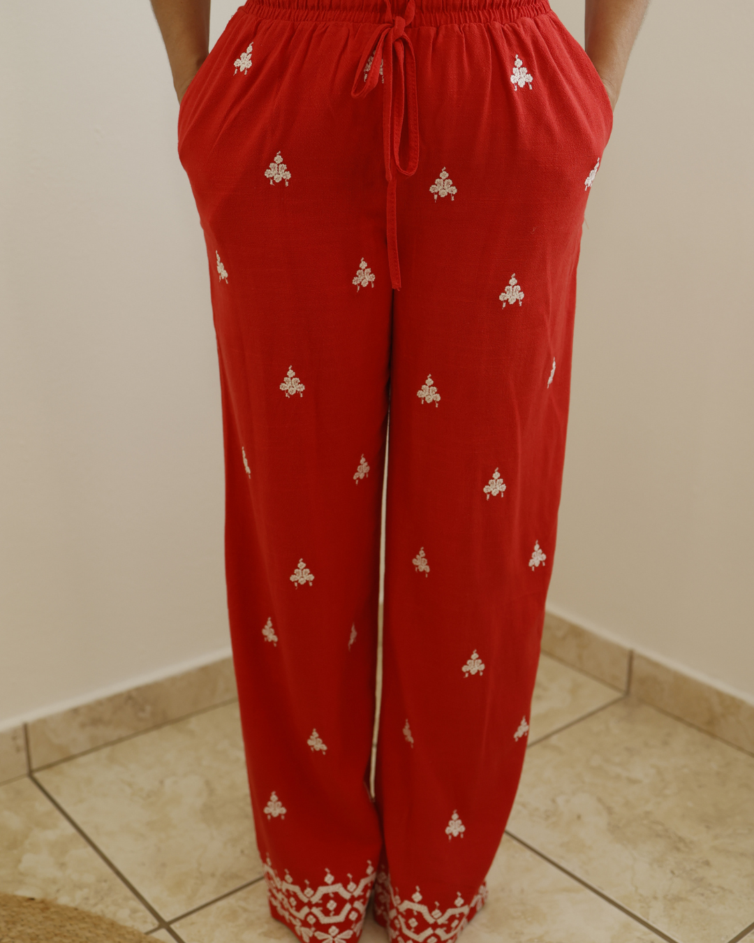 Red Flower Pant