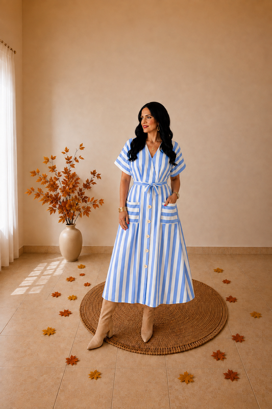 Karla Striped Midi Dress