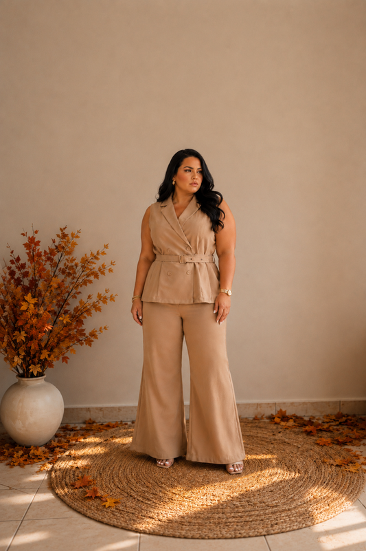 Plus Taupe Vest Set