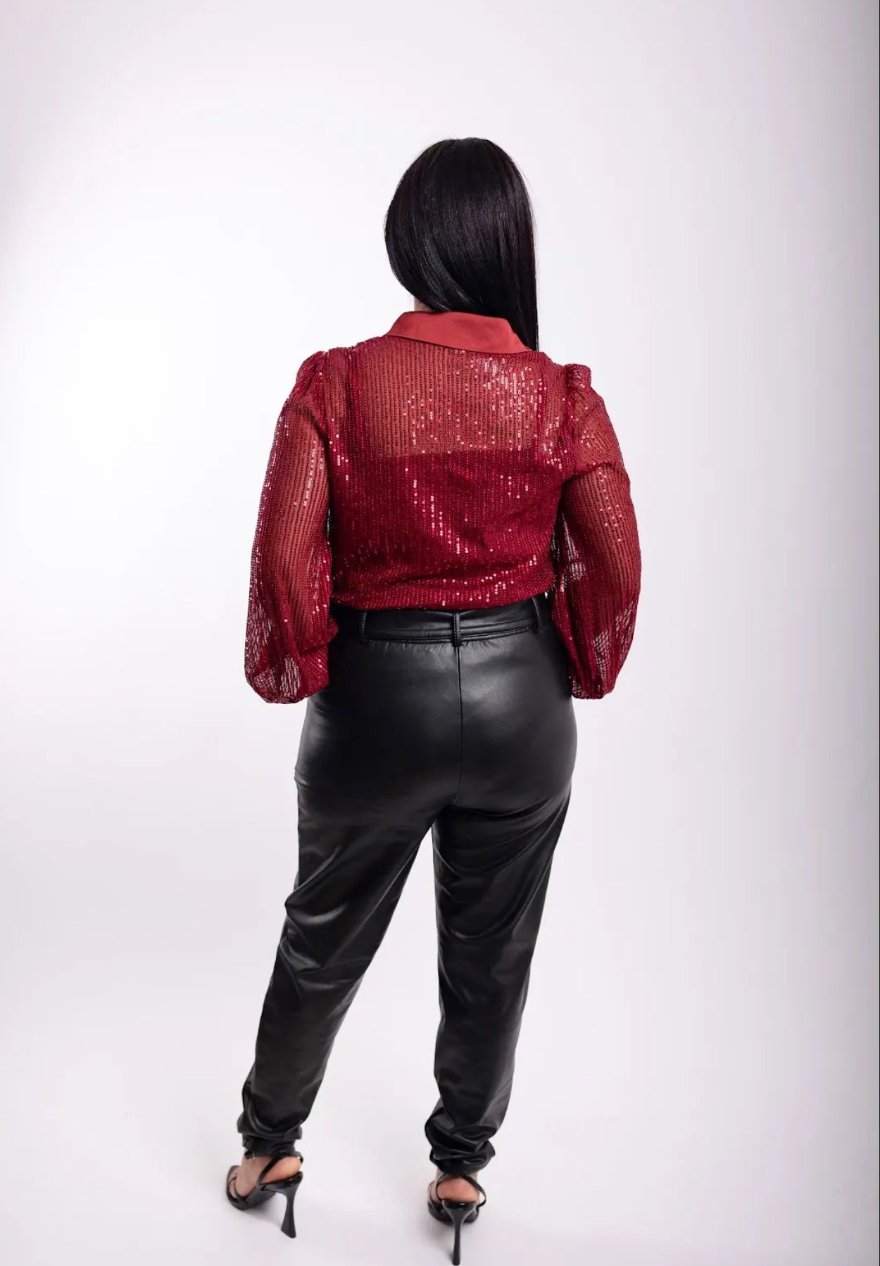 Burgundy Sequin Top
