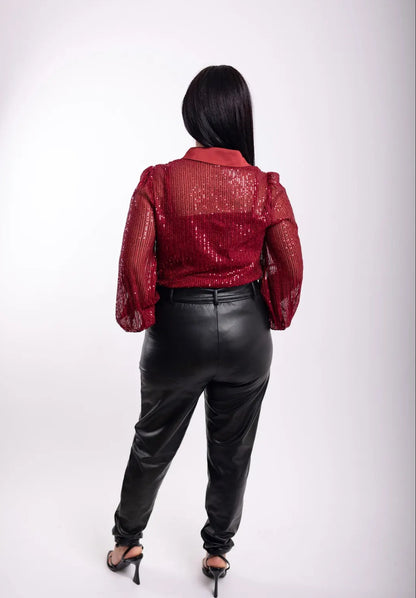 Burgundy Sequin Top