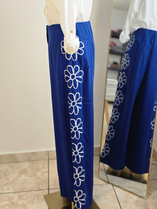 Embrodery Blue Pants